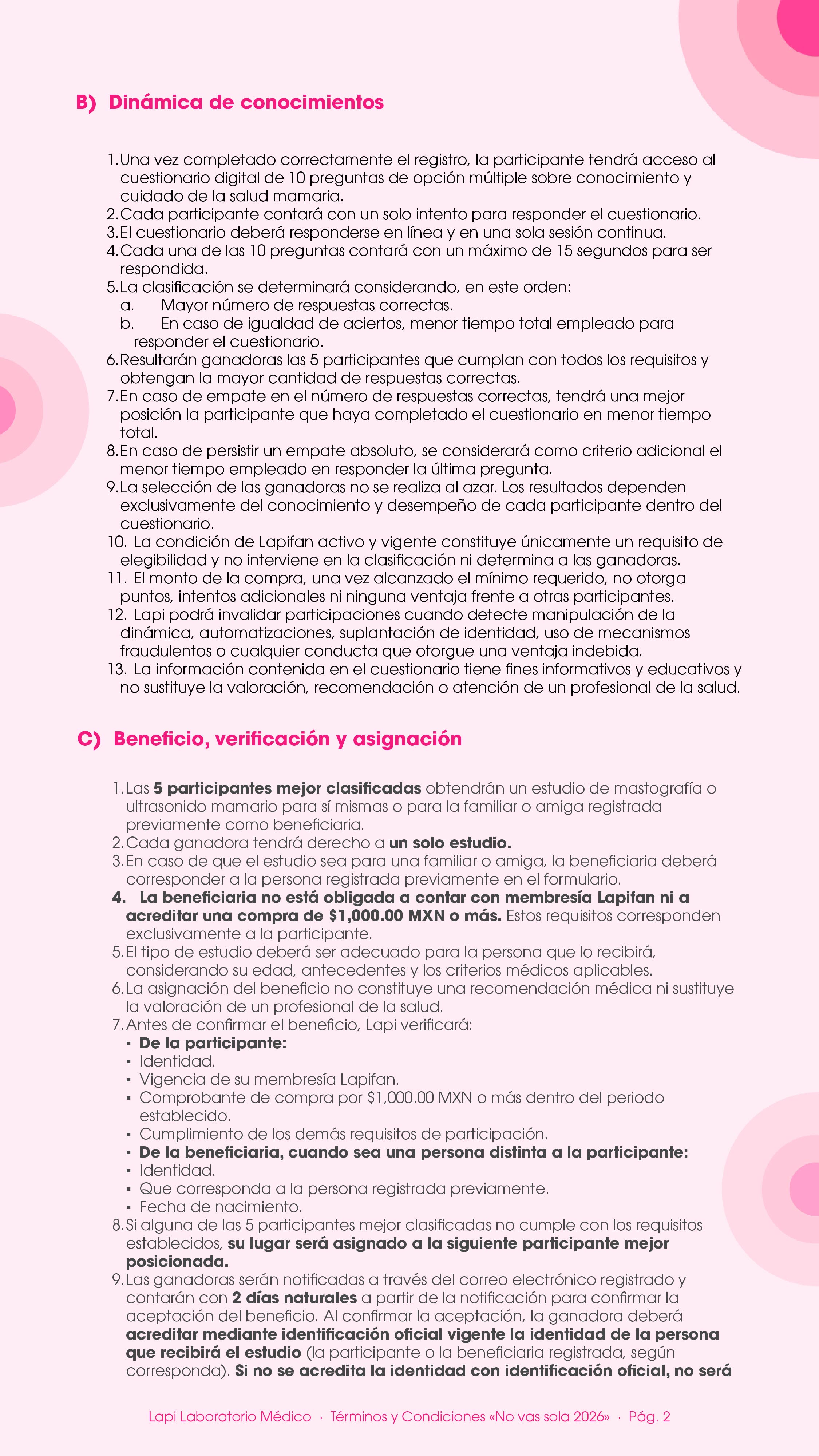 Términos y condiciones — página 2